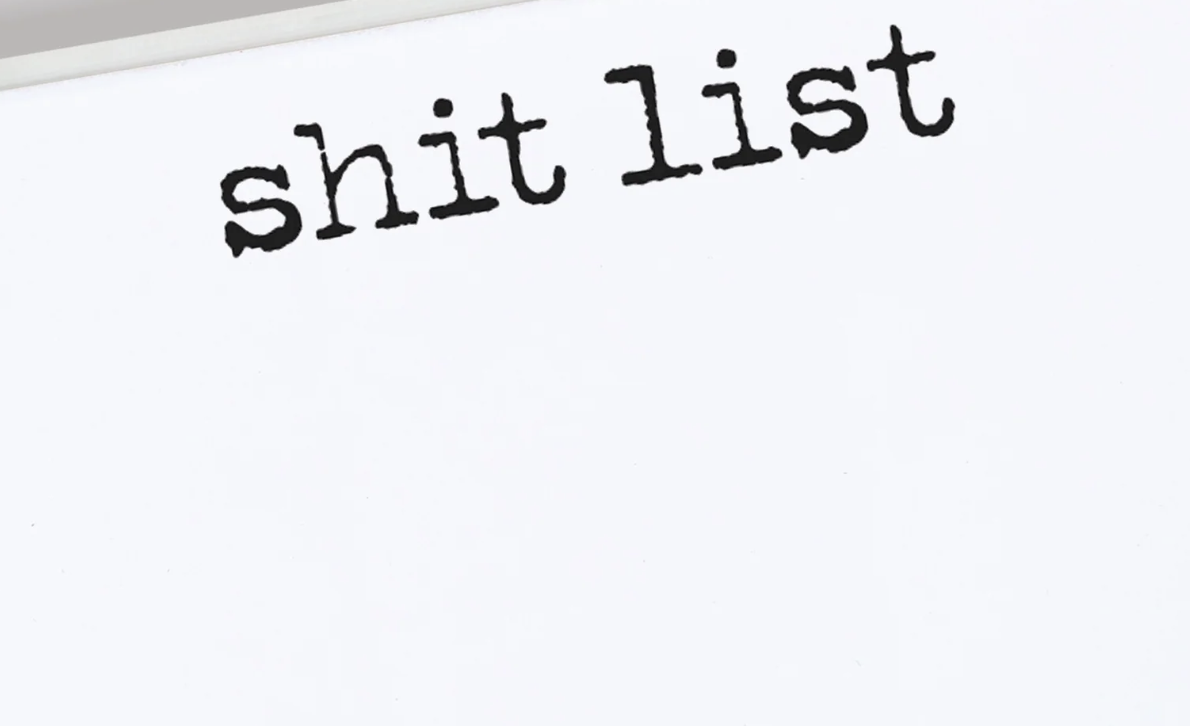 Black Ink Shit List Paddie