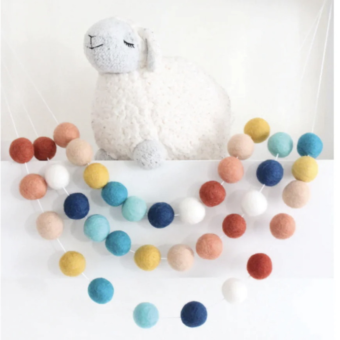 Sheep Farm Felt Southwestern Sky Felt Ball Garland-7 Ft.