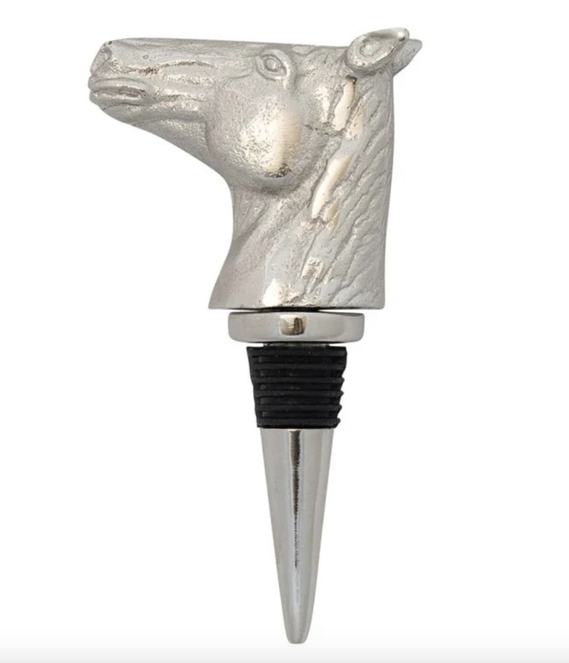 Creative Co-Op Aluminum Horse Head Bottle Stopper in Kraft Box