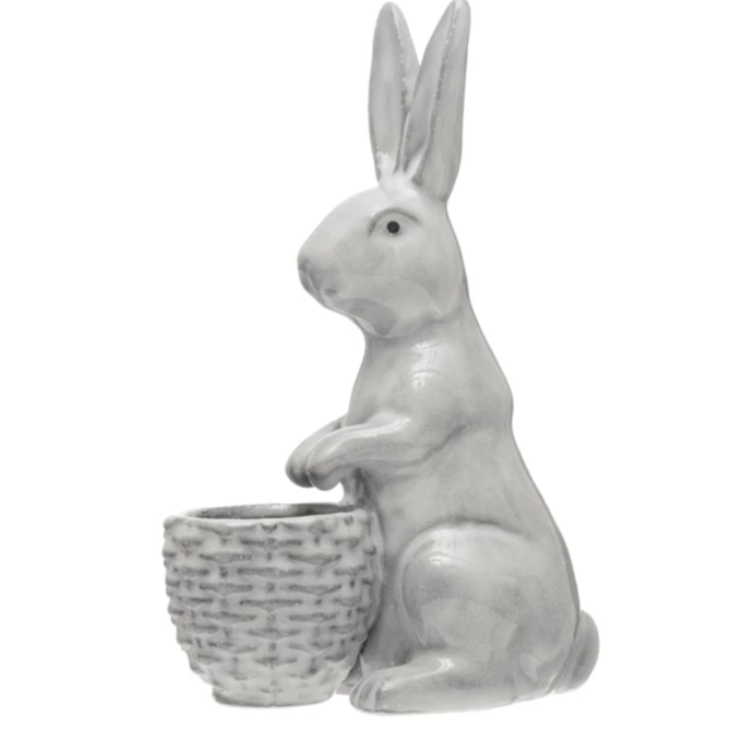 Creative Co-Op Stoneware Rabbit w/ Planter