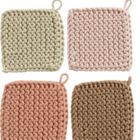 Creative Co-Op Square Cotton Crochet Pot Holders