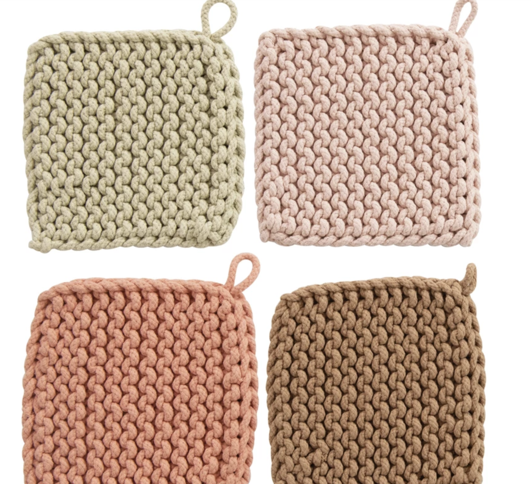 Creative Co-Op Square Cotton Crochet Pot Holders