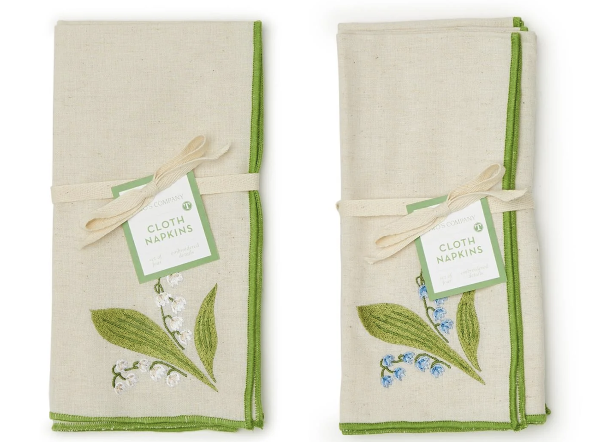 Two's Company Lily of the Valley Napkins (Blue)- Set of 4