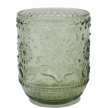 Creative CoOp Embossed Drinking Glass, Green