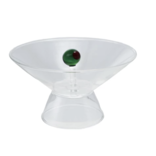 Creative Co-Op Footed Glass w/ Olive Inside, Green & Red