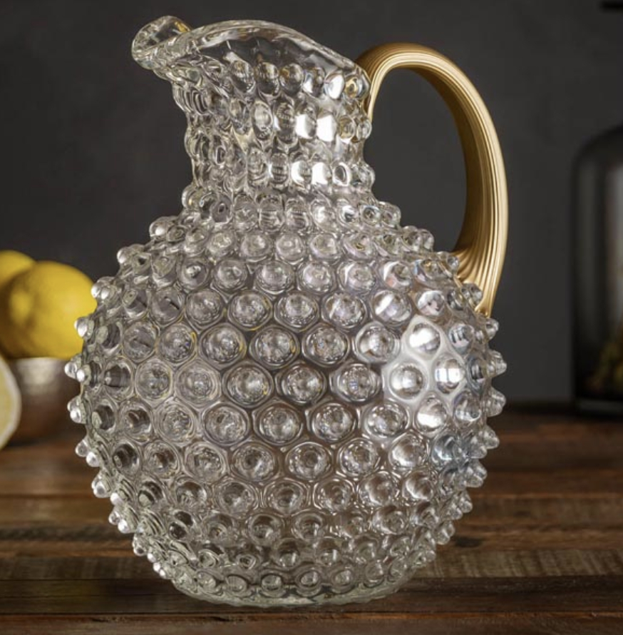Chehoma Clear hobnail picther 2L with golden handle