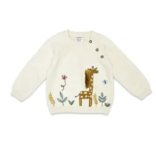 Viverano Giraffe Knit Baby Pullover Sweater Natural 3-6