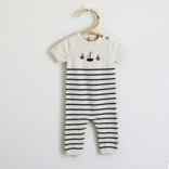 Viverano Sailboat Knit Short Sleeve Jumpsuit Natural 3-6 mos.