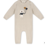 Viverano Balloon Bear Jacquard Baby Sweater Knit Jumpsuit 3-6 mos. Stone