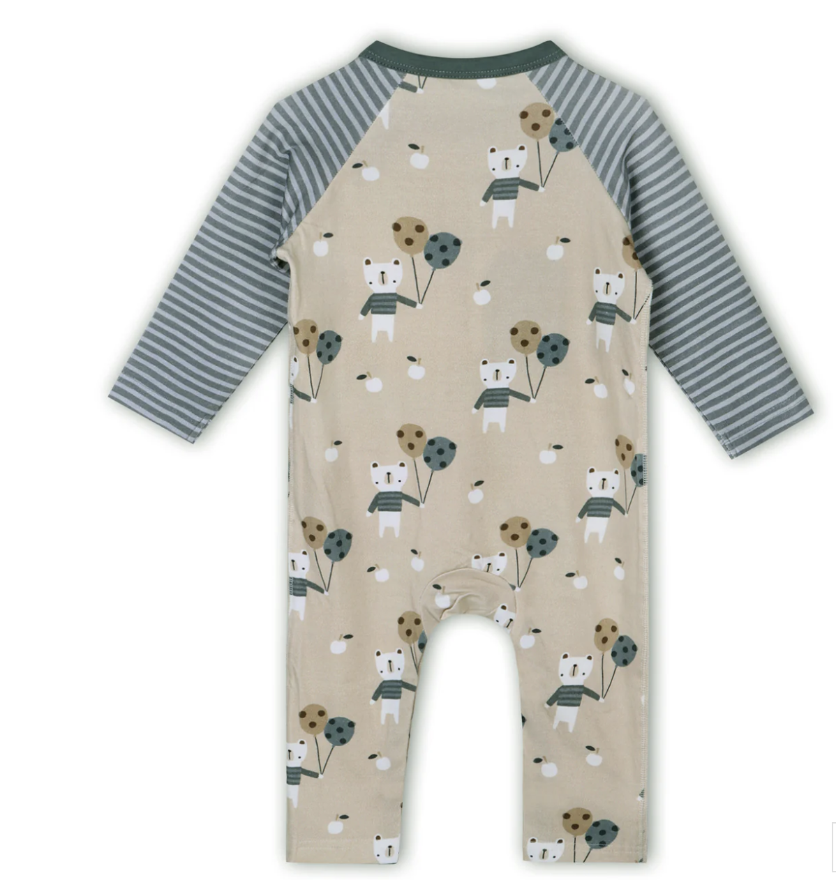 Viverano Balloon Bear kangaroo Pocket Jumpsuit-Almond 0-3 mos.