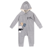 Viverano Balloon Bear Baby Hooded Jumpsuit Grey Stripe 0-3 mos