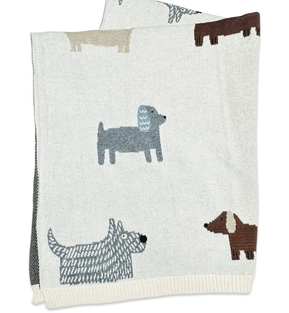 Viverano Buddy Dog Organic Jacquard Sweater Knit Baby Blanket