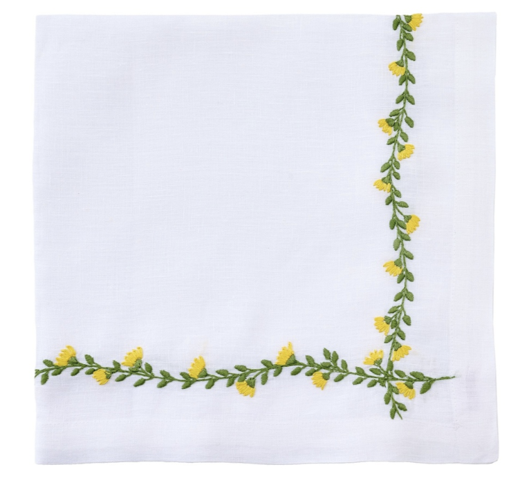 Deborah Rhodes White Cottage Garden Napkin