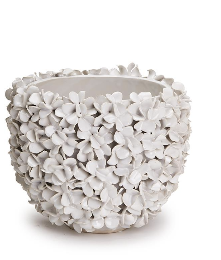 Tozai Round White Hydrangea Planter