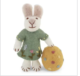 Gry & Sif White Bunny w/Green Dress & Big Egg