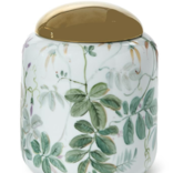 Two's Company 10 IN Floral Round Jar w Gold Lid