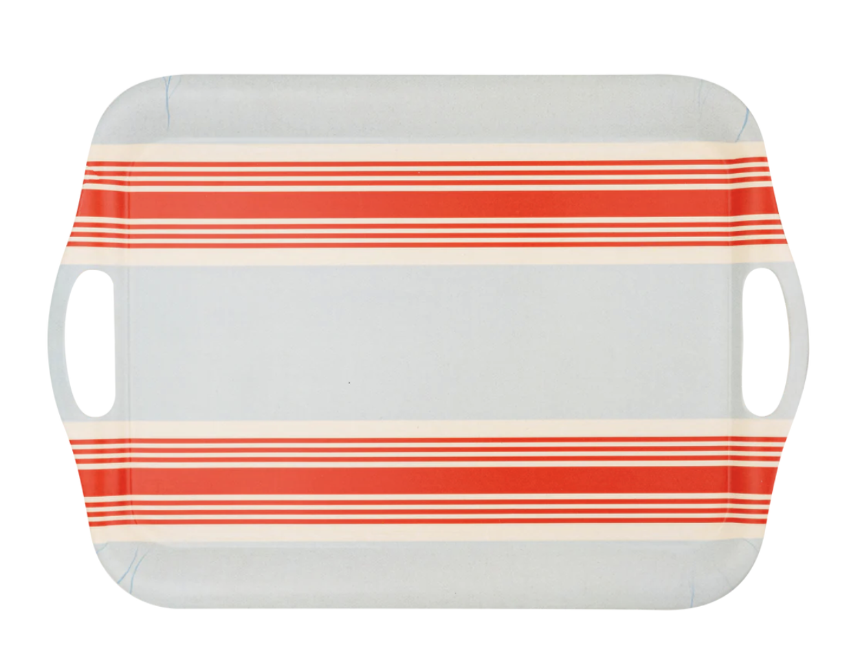 My Mind's Eye Hampton's Striped Chambray & Red Bamboo Tray