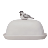 Creative CoOp 7 x 4 Stoneware Butter Dish Perched Bird