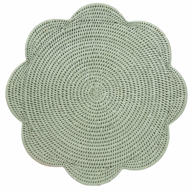 Caspari Rattan Placemats-Green