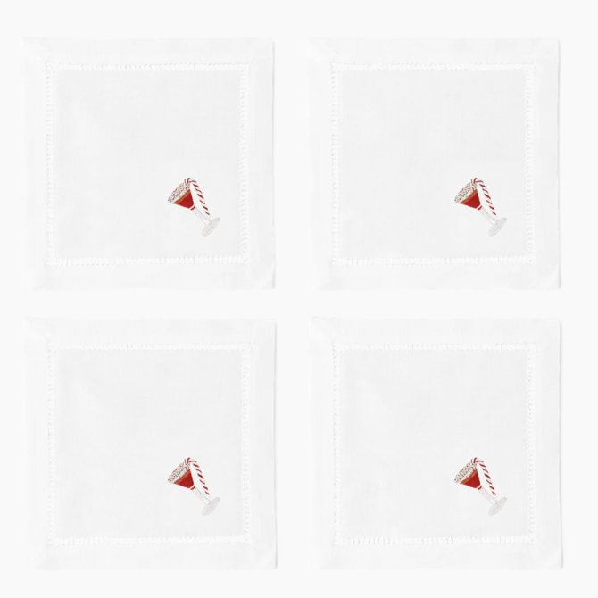 Henry Handwork Peppermint Martini Cocktail Napkins - Set of 4