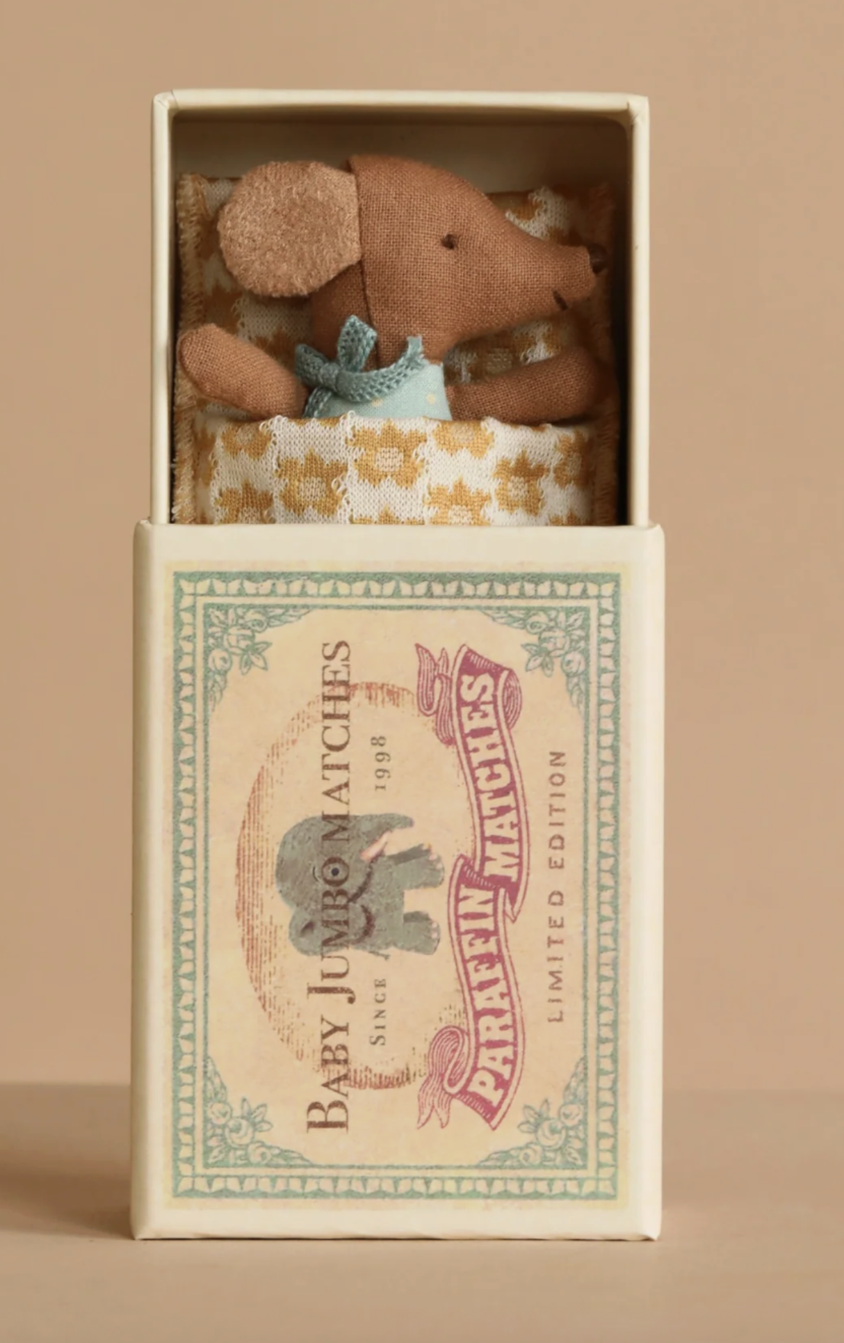 Maileg Sleepy wakey baby mouse in matchbox - blue