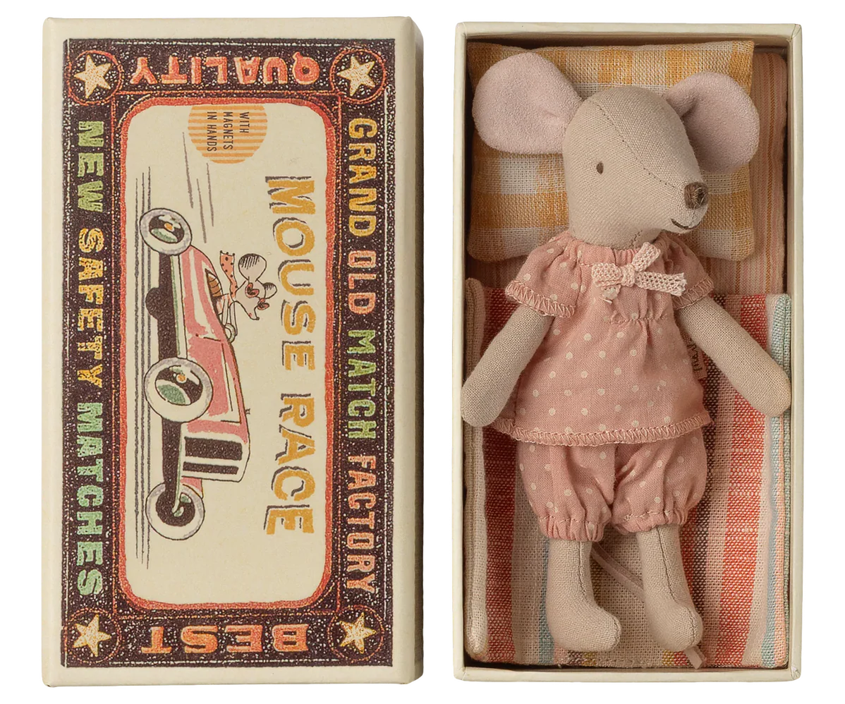 Maileg Big Sister Mouse in Matchbox - Polka Dot PJs