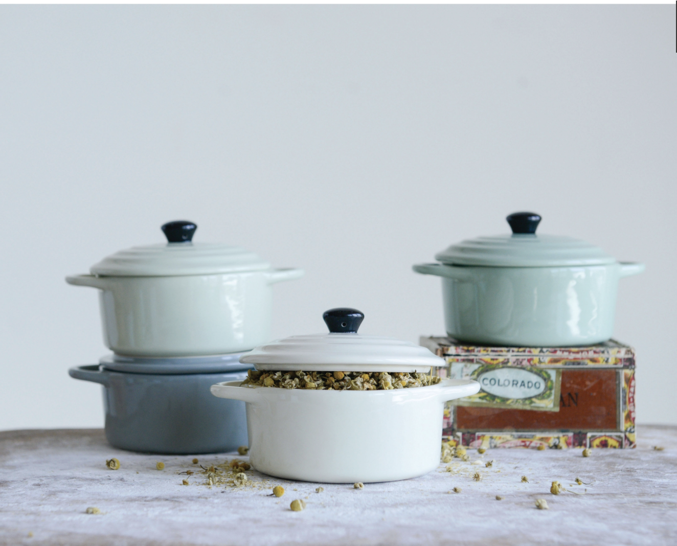 Creative Candles, LLC Stoneware Mini Baker w/Lid-Assorted Colors