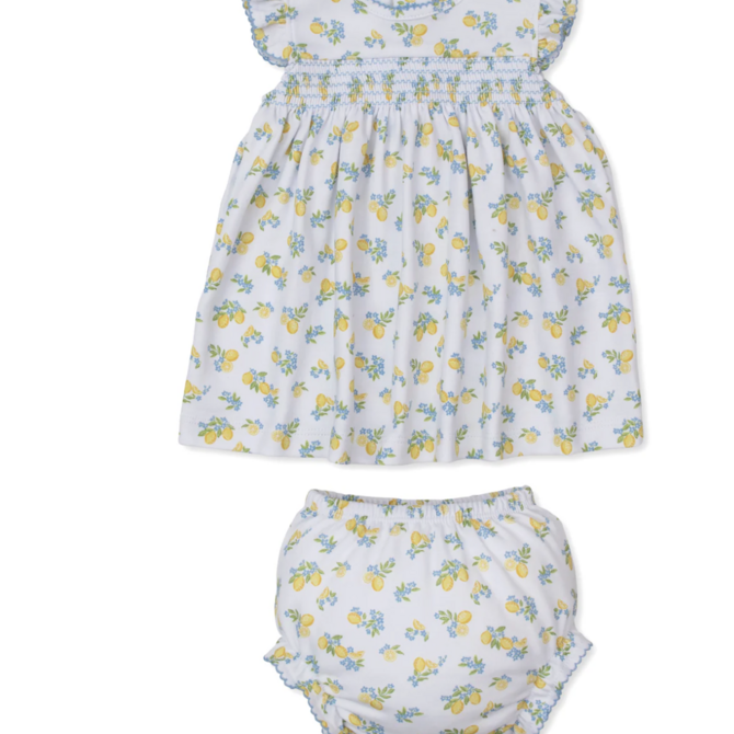 Kissy Kissy Lemon Blosssoms Smocked Dress Set 6-9 mos