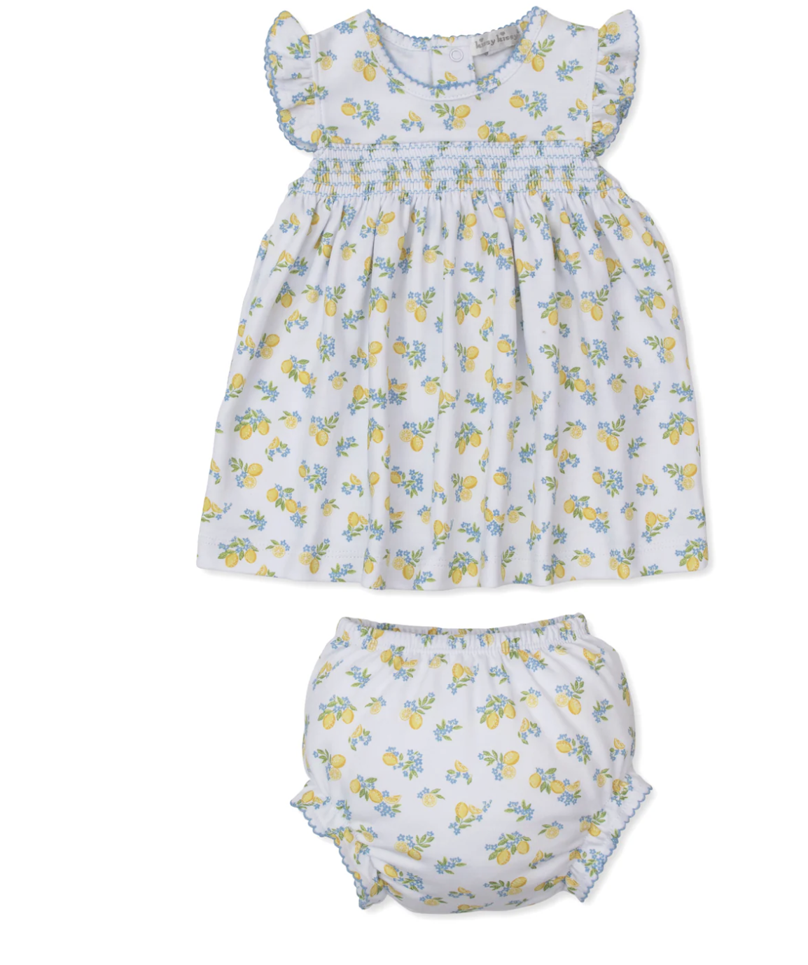 Kissy Kissy Lemon Blosssoms Smocked Dress Set 6-9 mos