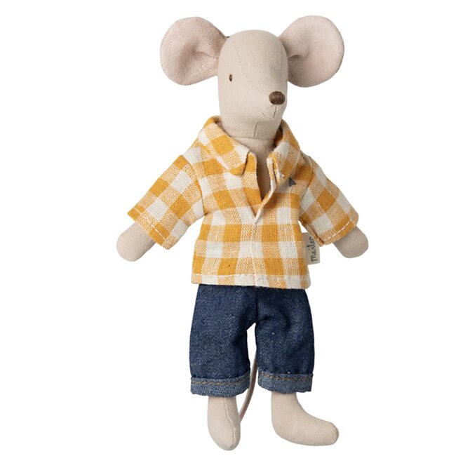 Maileg Dad Mouse - Yellow Check Shirt