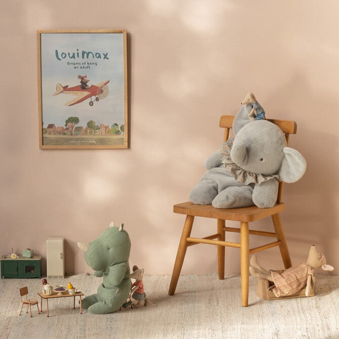 Maileg Safari Friends- Medium Rhino Sage