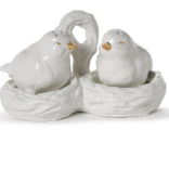 Two's Company Birds Salt & Pepper Shakers Nest Set