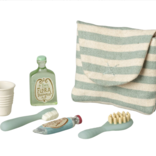 Maileg Toothbrush set in bag, Mouse - Blue Strip