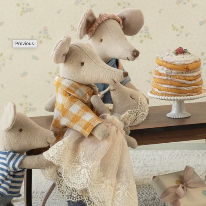 Maileg Baby Mouse in Gown - Powder