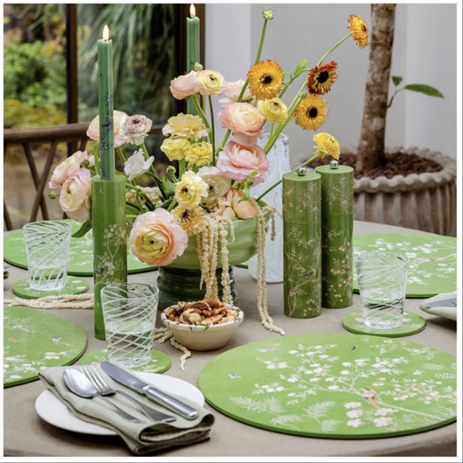 Addison Ross Chinoiserie Placemat Green - Set of 4 - 38cm