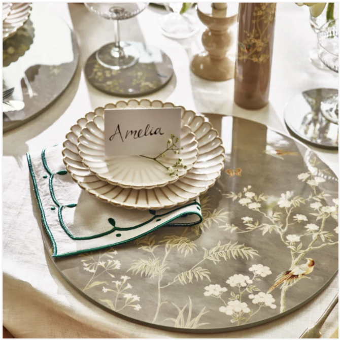Addison Ross Chinoiserie Placemat Grey - 38 cm - Set of 4