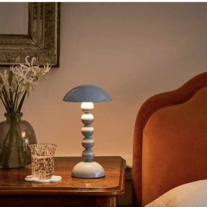 Addison Ross Pale Denim Lacquer Rechargeable Bobbin LED Lamp - 12"/30cm