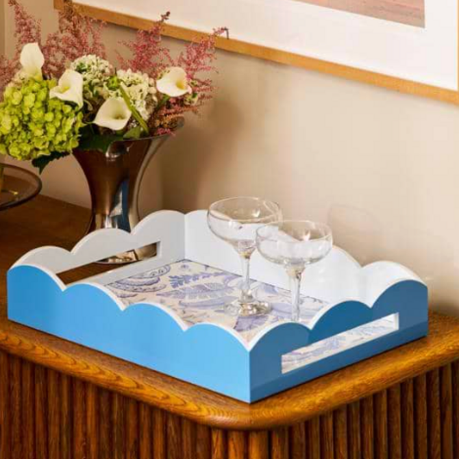 Addison Ross Palm Beach scallop tray blue 43x33cm