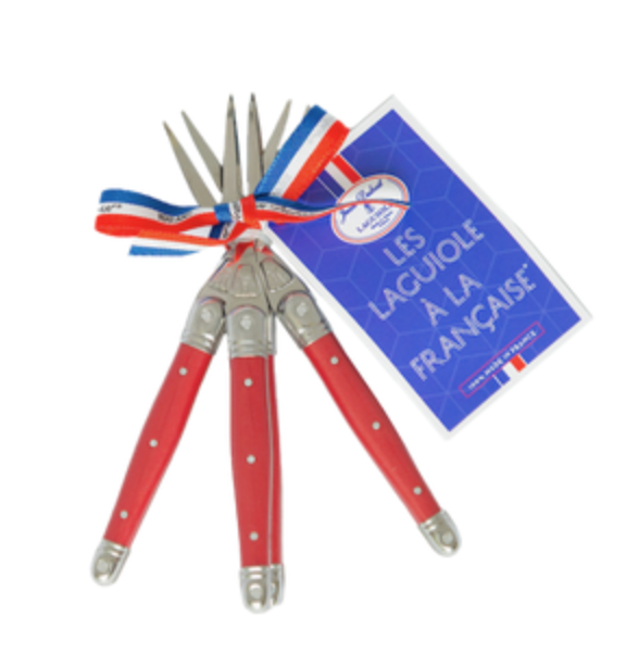 The French Farm 4 Cocktail Forks Red