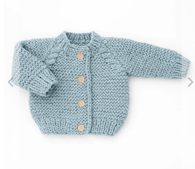 Huggalugs Garter Stitch Cardigan Sweater Surf Blue 18-24 M