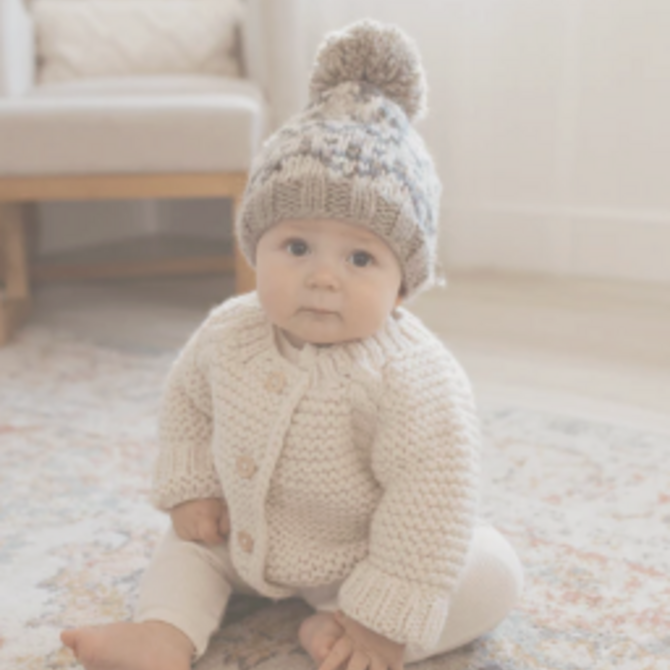 Huggalugs Beanie Hat Fairisle Pebble Kids/ Small (0-6 M)