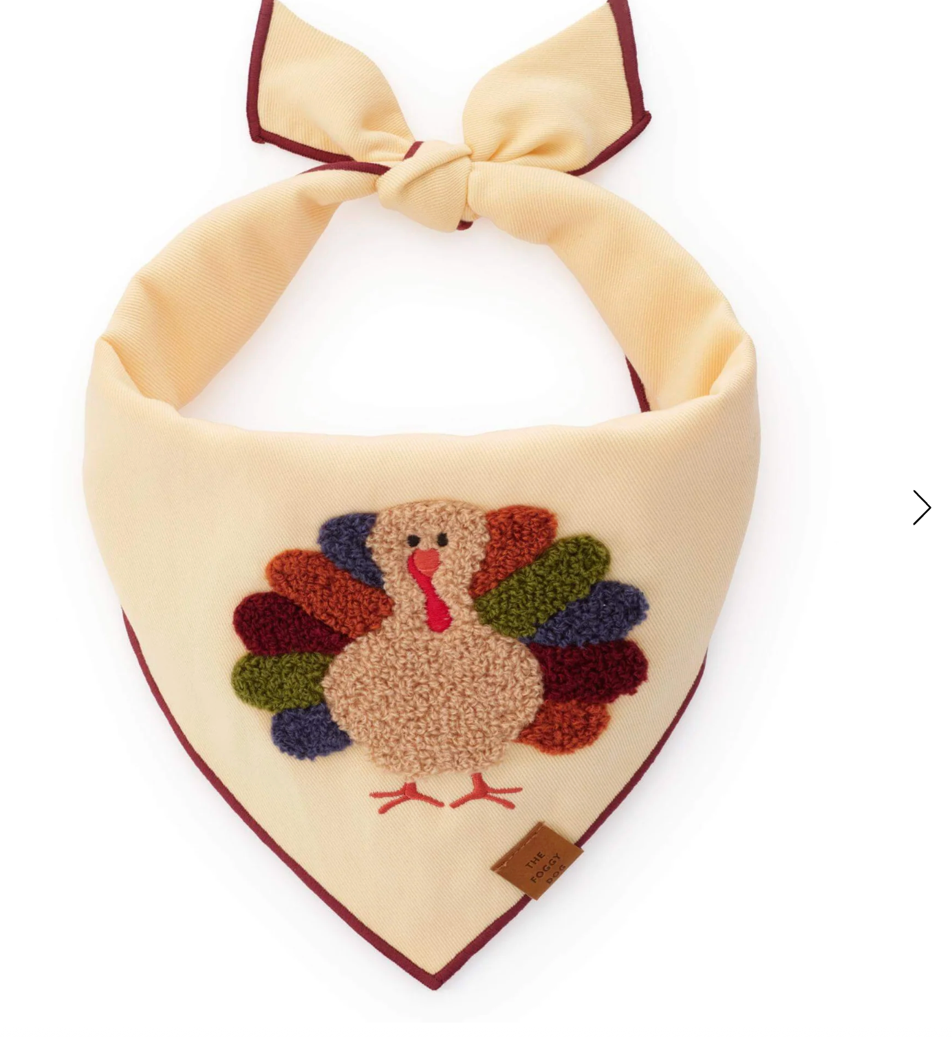 The Foggy Dog Turkey Applique Dog Bandana Large