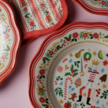 Rifle Paper Co. Holly Jolly Nutcracker Melamine Assorted Dessert Plates Set of 4