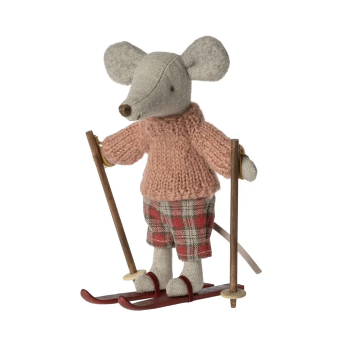 Maileg Winter Mouse with Ski Set - Big Sister - Rose - 2026