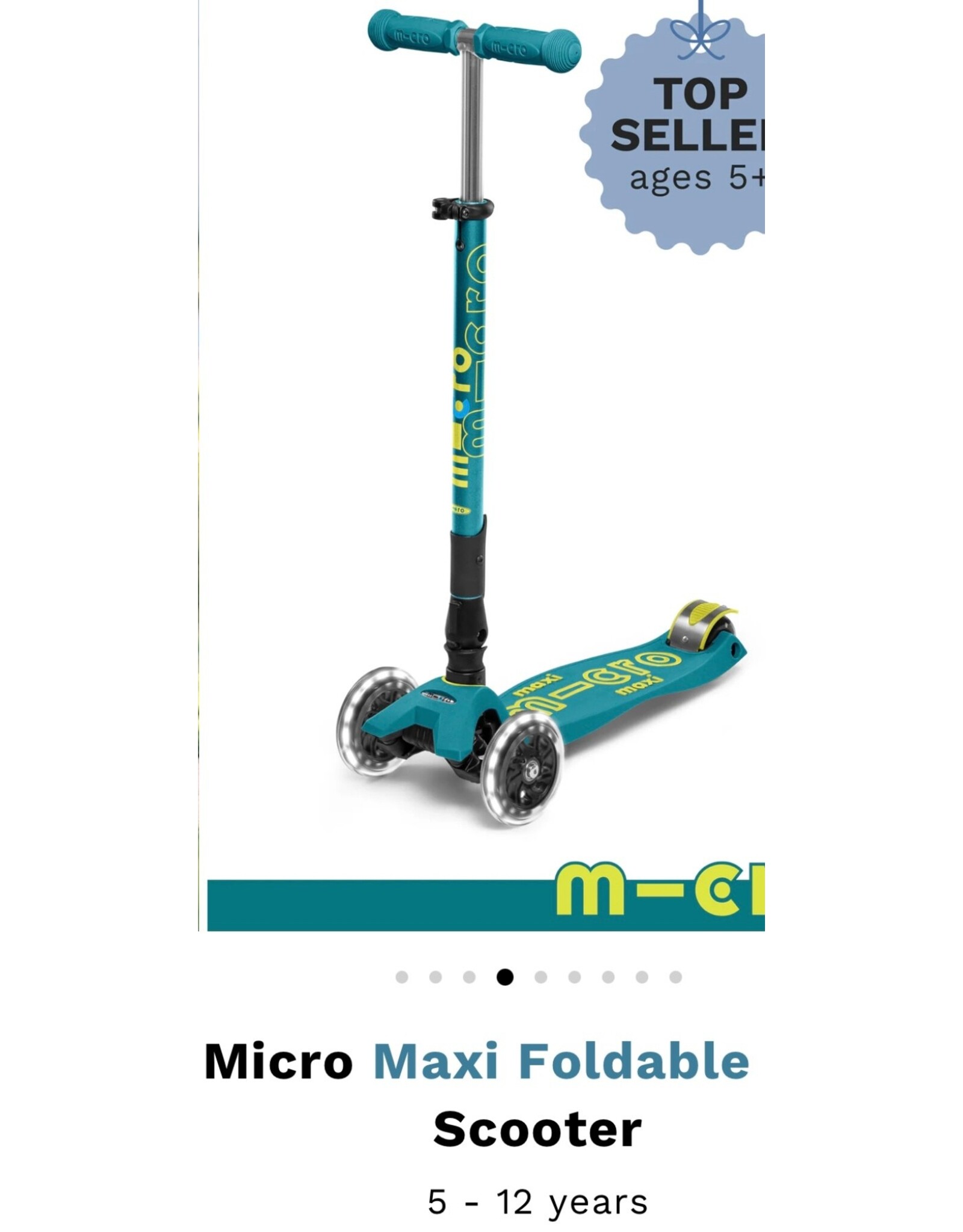 scooter maxi deluxe led foldable green