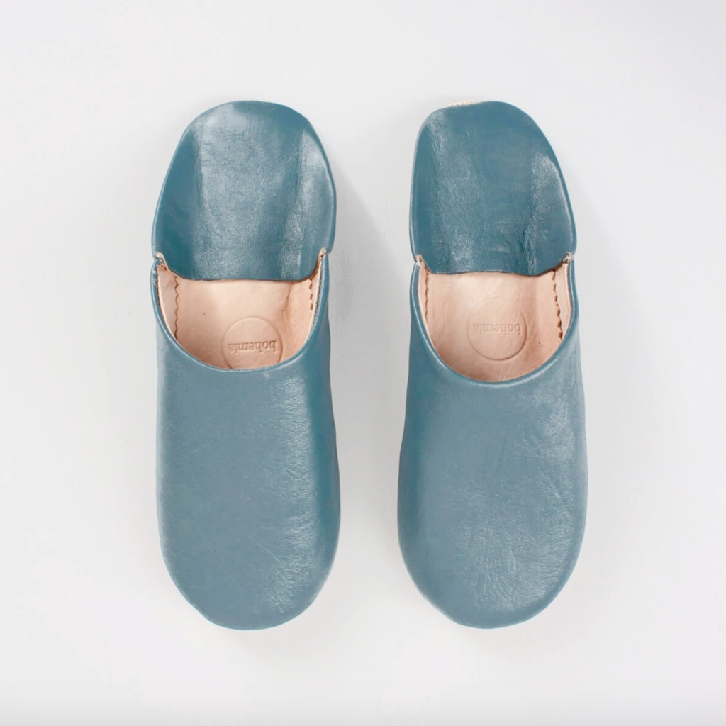 LPM Blue Grey Moroccan Babouche Basic Slippers, medium