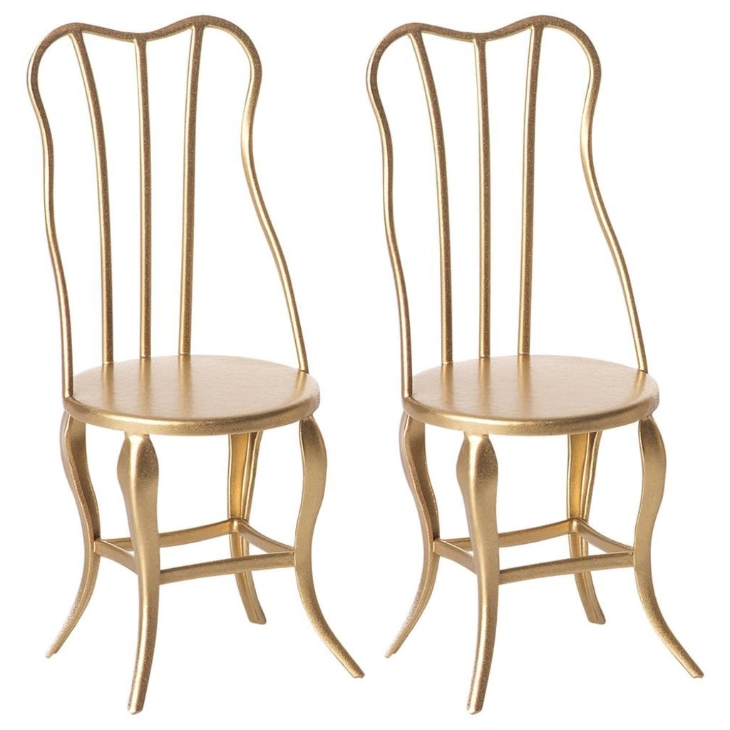Maileg A Pair of Gold Vintage Chairs, Micro