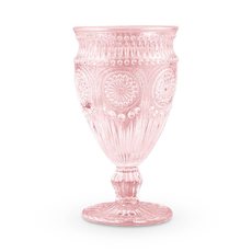 LPM Vintage Style Pressed Glass Wine Goblet, pink