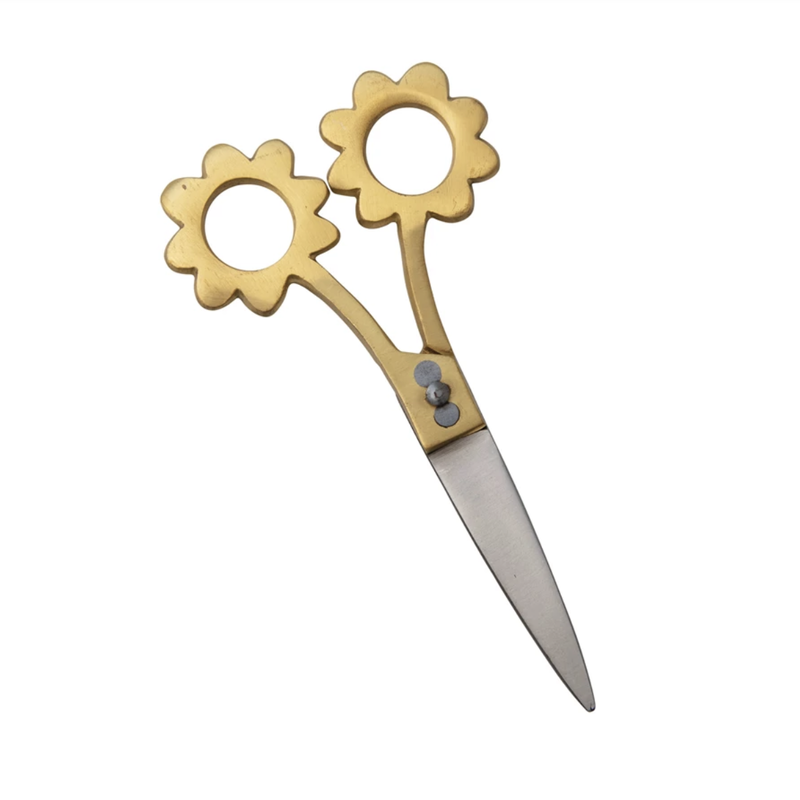 Flower Shaped Scissors with Brass Handles