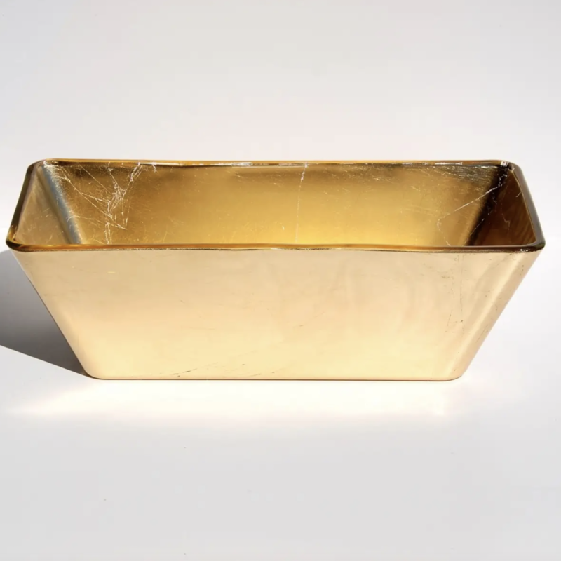 Gold Glass Rectangular Bowl